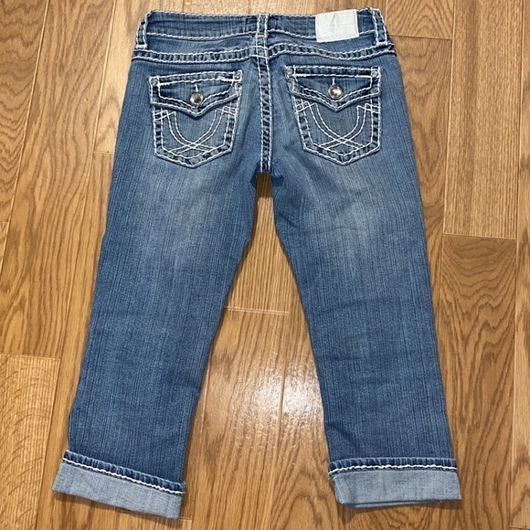 L.a. Idol Girls White Stitch Bling Blue Jeans (Size 5) - Picture 2 of 12